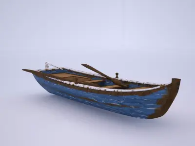 blue old boat model 3d 3D model