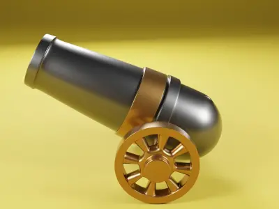 cannon 3D model Low-poly 3D model
