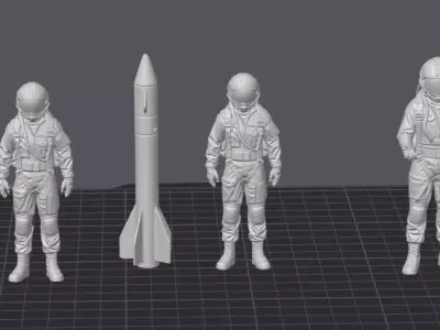 Military Pilot with Missile Miniature Low-poly 3D model