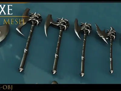 41 Models Of Weapons - Cold Weapons-Axe Base Mesh - 3D -Vol 12 Low-poly 3D model