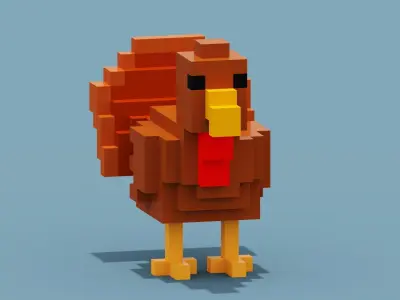 Voxel Turkey Low-poly 3D model