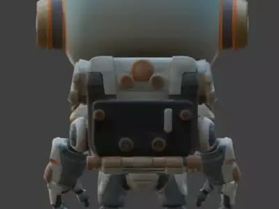 Stylized Chibi Cyber-Brain Robot 3D Model Low-poly 3D model