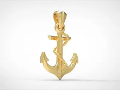 MENS ANCHOR PENDANT NECKLACE ROPE DESIGN JEWELRY 3D print model
