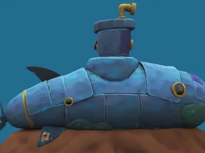 Submarine House Hand-Painted Low-poly 3D model