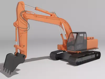 Excavator 4K Low-poly 3D model