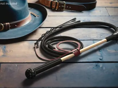 Historical Leather Whip Braided Black 3D model