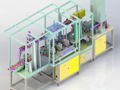 Ultrasonic Welding Leak Testing Production Line for Thermos 3D model