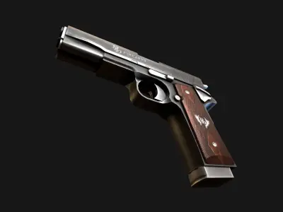 Double Barrel 1911 Low-poly PBR game ready  asset Low-poly 3D model