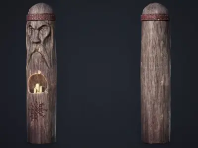 Wooden Totem 4 Low-poly 3D model
