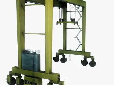 RTG port crane low poly Low-poly 3D model