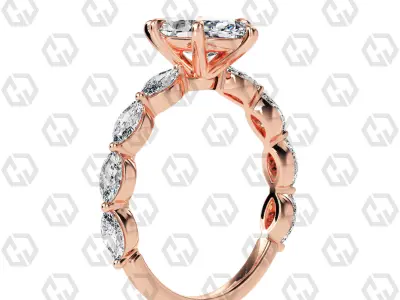 Ring 85 Marquise Shape marquise on shanks with Gems 3D print model