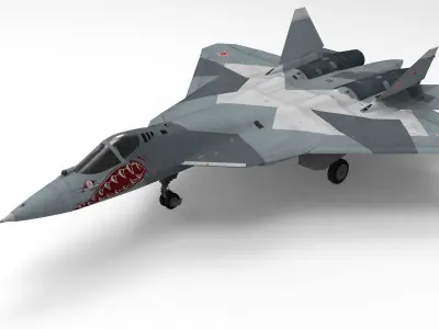 Sukhoi Su-57 Felon with Cockpit Low-poly 3D model