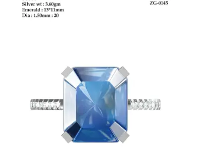Emerald Radiant Ring 3D print model 2