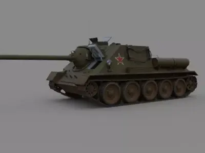 Su 100  tank destroyer  Soviet Summer camo Free 3D model