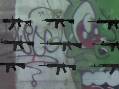 guns rigged rifle pack 3D model
