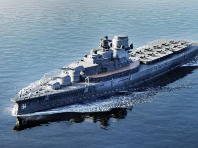 Battleship-Carrier Hybrid Low-poly 3D model