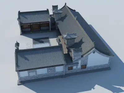 Chinese ancient architecture Low-poly 3D model get