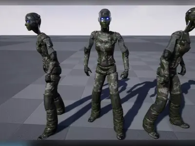 CyborgGirl - characters pack for Unreal engine 4  Low-poly 3D model