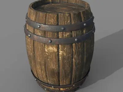 Wooden Barrel Set 3D model