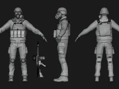 Modern Soldier Low-poly 3D model purchase