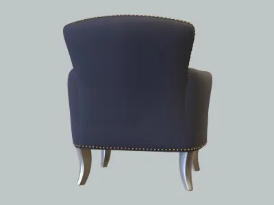 Vintage Chair  DarkBlue Wool Upholstery Stainless Steel Legs 3D model