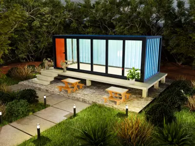3D Modern Container House - Exterior Visualization Scene Low-poly 3D model
