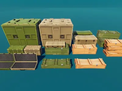 Military Supplies Stylized Low-poly 3D model