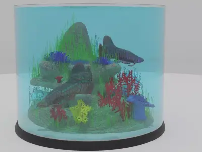 Aquarium in glass container 3D model