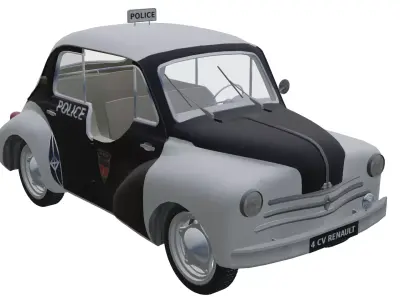 Renault 4CV Police car Low-poly 3D model