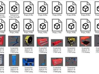 Car props pack  Low-poly 3D model purchase