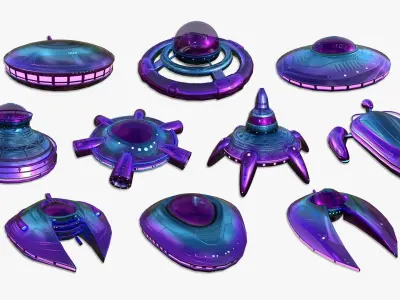 100 Alien Spaceships UFO Super Collection - Spacecraft Design 3D Model Pack