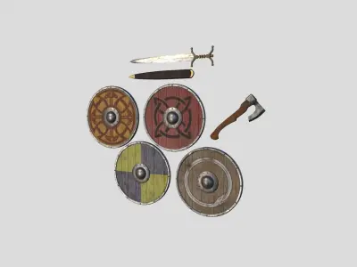 Viking Celtic weapon set Low-poly 3D model