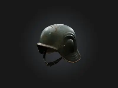 Dented Old Helmet Model Low-poly 3D model
