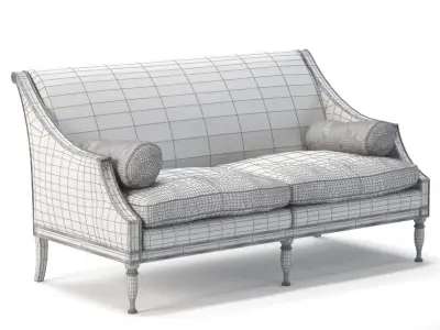 Black and White Striped Antique Sofa 3D model