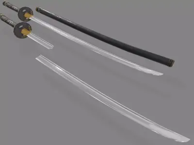 Japanese katana Low-poly 3D model