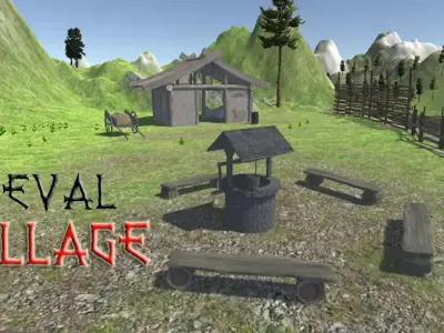 Medieval village Low-poly 3D model purchase