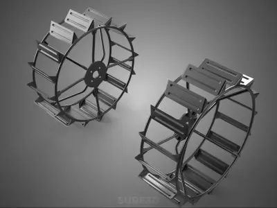 METAL MILD STEEL IRON CAGE WHEEL TRACTOR TYRE TIRE RIM SPADE LUG 3D model