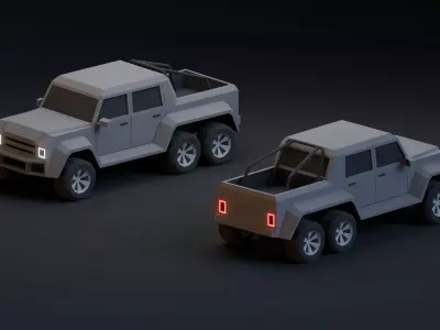6x6 Pickup Low-poly 3D model