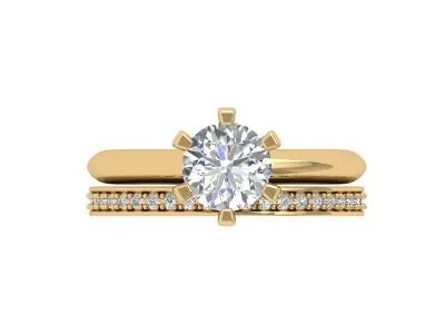 Solitair Ring Bridal Set 3D print model