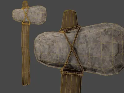 Primitive Axe - Game Ready Low-poly 3D model