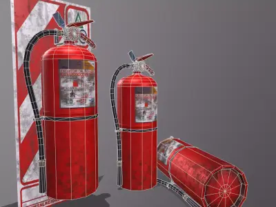 FireExtinguisher three fire extinguishers Low-poly 3D model