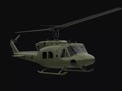 Bell 212 military helicopter  3D model