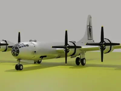 B 29 Superfortress Silver livery Low Poly Low-poly 3D model