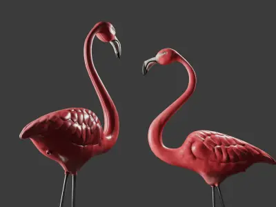 Plastic Flamingo Low-poly 3D model