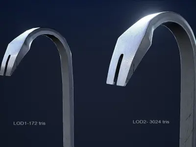 Crowbar 1 Plus 1 PBR Game Ready Low-poly 3D model