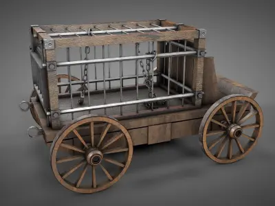 Medieval Prisoner Wagon Low-poly 3D model