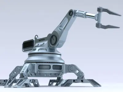 Sci-fi futuristic 3D manipulator arm high-poly hard-surface 3D model