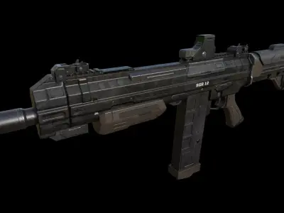 Sci-Fi Shotgun - SGR 12 Low poly model for games Low-poly 3D model