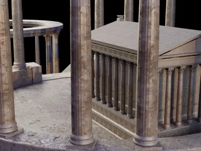 the ancient temple Low-poly 3D model
