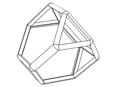 Wireframe Shape Truncated Tetrahedron 3D print model